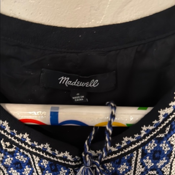 Madewell Navy Blue Embroidery Trimmed Sleeveless dress size 0 - Picture 2 of 6